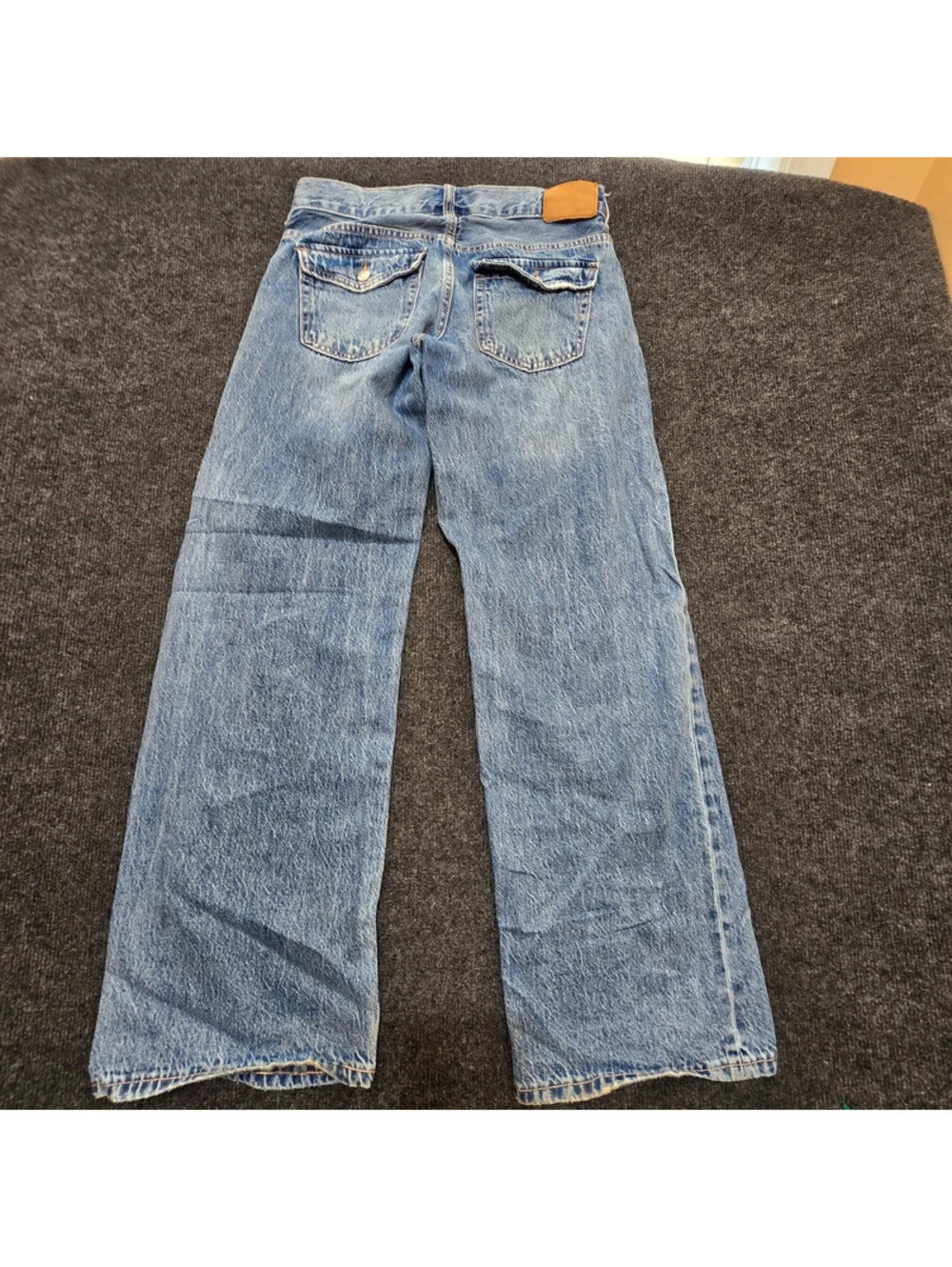 Aeropostale Jeans Womens 2 Regular Super Low Rise Baggy Wide Leg Flap Pocket
